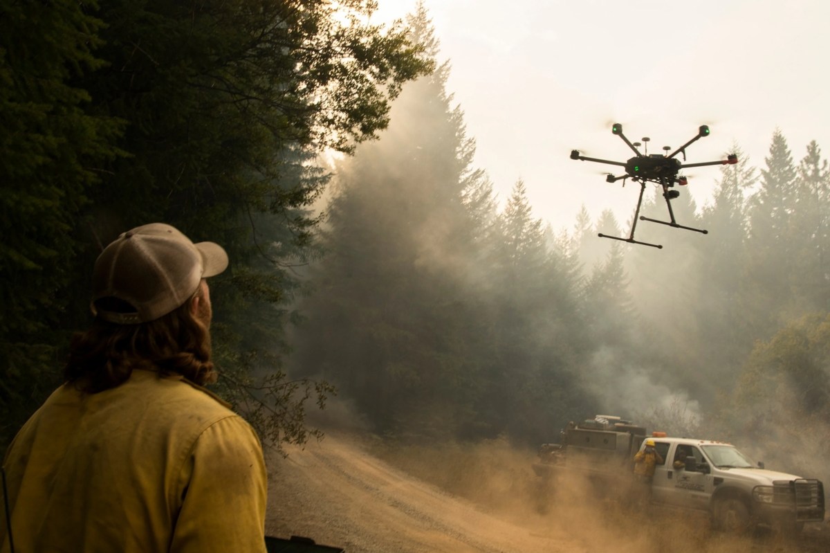 Drone hits firefighting plane